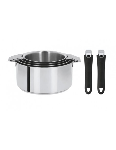 SÉRIE DE 4 CASSEROLES MUTINE + 2 POIGNÉES AMOVIBLES