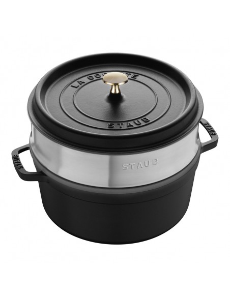 Cocotte Staub Noire Panier Vapeur 26 cm - Bellynck et Fils