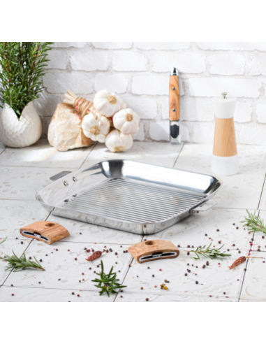 GRIL INOX CARRÉ MULTIPLY 30CM CASTELINE AMOVIBLE - BELLYNCK ET FILS